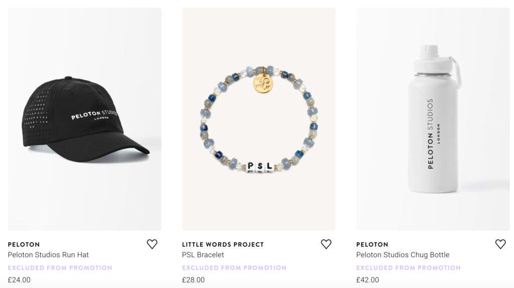 PSL Studio Collection on Peloton Apparel website.